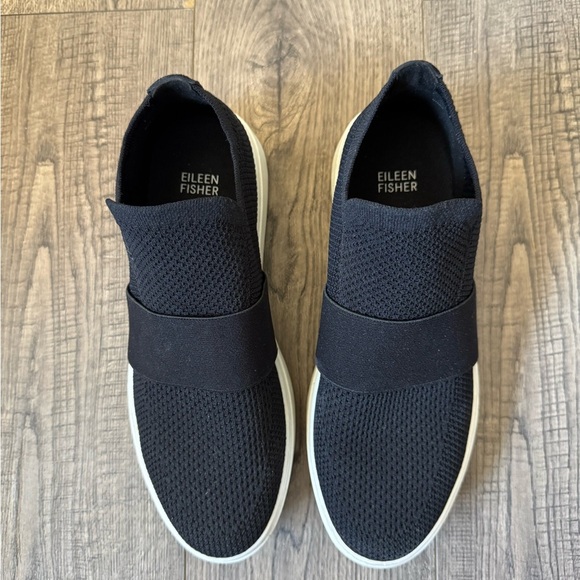 Eileen Fisher Pari Platform Knit Slip On Sneakers- Black- Size 8 - Picture 1 of 3